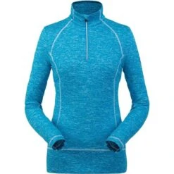 Spyder Accord Zip T-Neck - Women's -Ladies Skiing Store 194085425 spyn accord zipt lagoon front