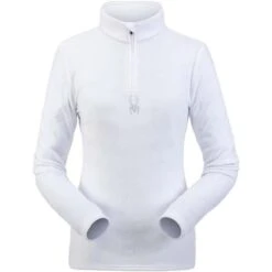 Spyder Shimmer Bug Zip T-Neck - Women's - 2023 Model -Ladies Skiing Store 194091100 spyn shim bug zipt white front