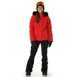 Nils Niseko Faux Fur Parka - Women's -Ladies Skiing Store FW23 Nils WomensNisekoFauxFur Red Model3