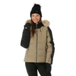 Spyder Falline GTX Infinium No Faux Fur Down Jacket - Women's -Ladies Skiing Store FW23 Spyder WomensFallineGTXInfiniumNoFauxFurDownJacket Cashmere Model1