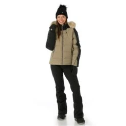 Spyder Falline GTX Infinium No Faux Fur Down Jacket - Women's -Ladies Skiing Store FW23 Spyder WomensFallineGTXInfiniumNoFauxFurDownJacket Cashmere Model2