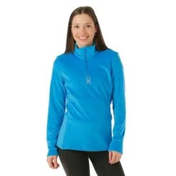 Spyder Shimmer Bug Zip T-Neck - Women's - 2023 Model -Ladies Skiing Store FW23 Spyder WomensShimmerBugZipTNeck Collegiate Model