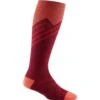 Darn Tough Peaks RFL OTC Ultra-Lightweight Socks - Women's -Ladies Skiing Store fw23 darntough peaksrflotc ultralightweight sock burgundy