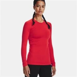 Under Armour ColdGear Authentic Crew - Women's 5 Under Armour ColdGear Authentic Crew - Women's -Ladies Skiing Store fw23 und 1368701 red blk 1