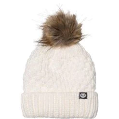 686 Majesty Cable Knit Beanie - Women's -Ladies Skiing Store fw23 686 womensmajestycableknitbeanie white