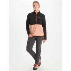 Marmot Rocklin 1/2 Zip - Women's -Ladies Skiing Store fw23 marmot womensrocklinhalfzip blackrosegold 3