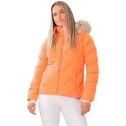 Obermeyer Bombshell Jacket - Women's -Ladies Skiing Store fw23 obermeyer womensbombshelljacket cantaloupe 1