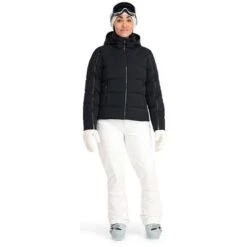 Spyder Falline GTX Infinium No Faux Fur Down Jacket - Women's -Ladies Skiing Store fw23 spyder womensfallinegtxinfiniumnofauxfurdownjacket black 3