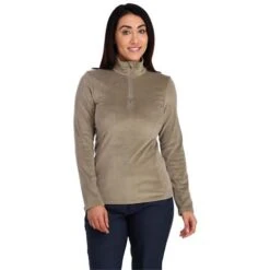 Spyder Shimmer Bug Zip T-Neck - Women's - 2023 Model -Ladies Skiing Store fw23 spyder womensshimmerbugziptneck cashmere 1