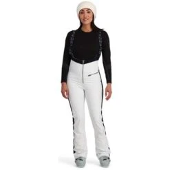 Spyder Strutt Bib Softshell Pant - Women's -Ladies Skiing Store fw23 spyder womensstruttbibsoftshellpant white 1