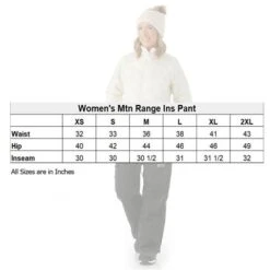 Winter's Edge Mountain Range Insulated Pants - Women's -Ladies Skiing Store wtr w01 chart v2